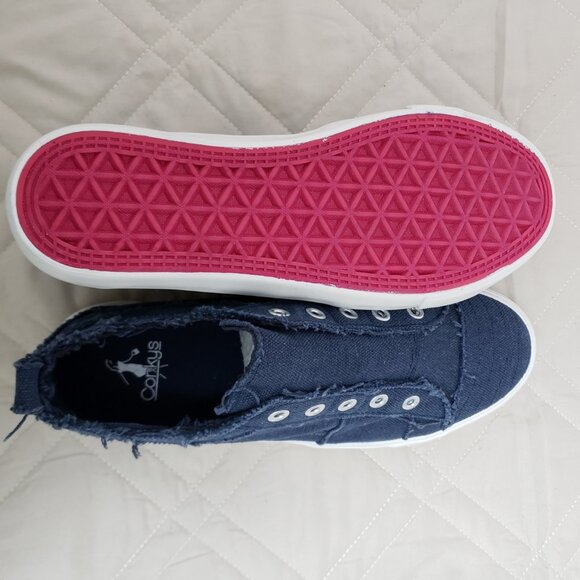 Corkys Babalu Canvas Laceless Slip-On Sneakers Navy Women's Size 8 NWT - Picture 6 of 10